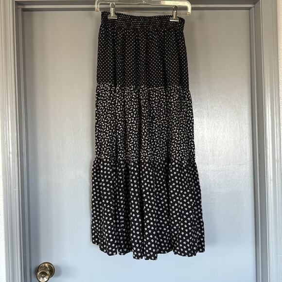 Vintage By Choice Sport Women's Long Tiered Prairie Skirt sz M Elastic Waist - Picture 2 of 7